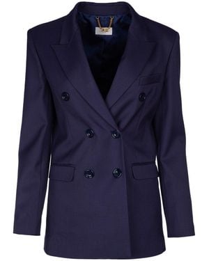 Elisabetta Franchi Peak-Lapels Double-Breasted Blazer - Blue