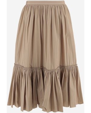 Jil Sander Cotton Skirt With Striped Pattern - Brown