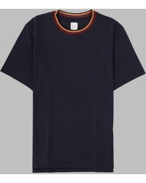 Paul Smith T Shirt Con Collo Stripes Logo - Blue