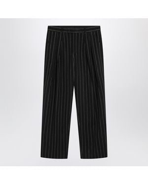 Dolce & Gabbana Striped Wool Blend Pants - Black