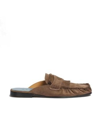 Marni Fringed Clogs - Brown