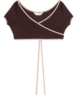 Palm Angels Cap Sleeves Bikini Top - Red