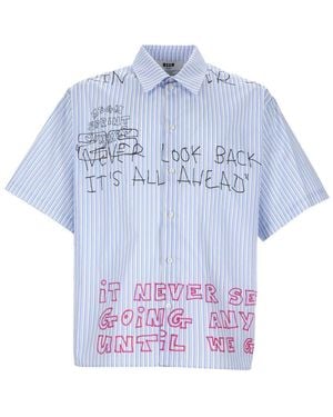 MSGM Cotton Graphic Shirt (Size 40) - Blue