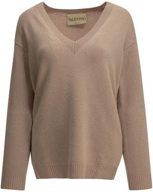 Valentino Kaschmirpullover mit V-Ausschnitt - Braun