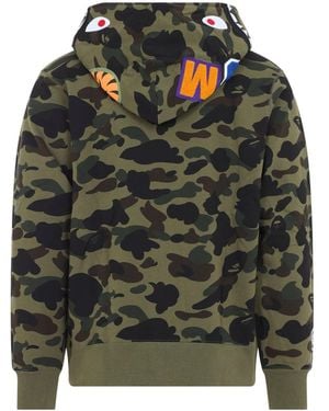 A Bathing Ape 1St Camo Shark Full Zip Hoodie - Green