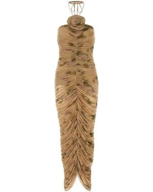 Magda Butrym Printed Stretch Mesh Mini Dress - Metallic