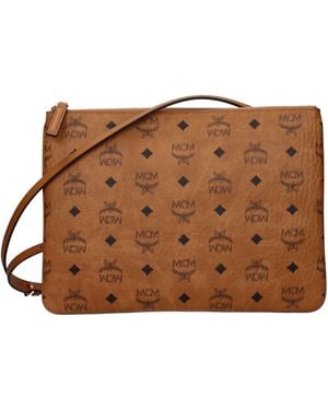 MCM Cognac Fabric Pochette - Brown