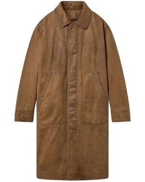 Golden Goose Trenchcoat Aus Braunem, Gewachstem Twill Mit Lederdetails