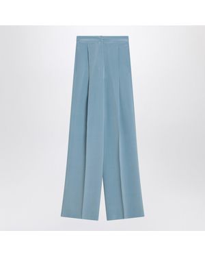Max Mara Pianoforte Wide-Leg Sky Trousers - Blue