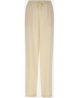 Elisabetta Franchi Satin Jacquard Lechenend Jogger - Weiß