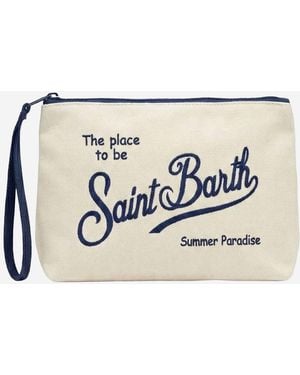 MC2 Saint Barth Aline Clutch Bag With Logo - White