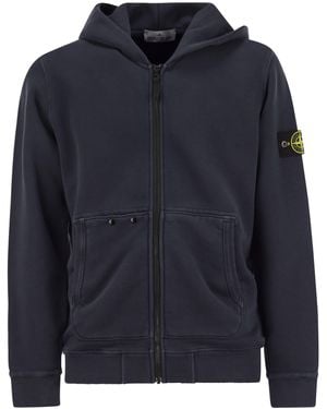 Stone Island Hoodie And Badge - Blue