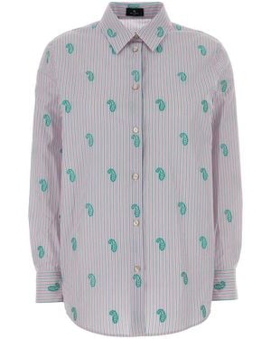 Etro Regular Embroidered Shirt - Gray