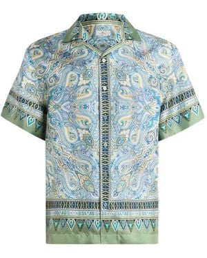 Etro Silk Shirt With Paisley Print - Blue