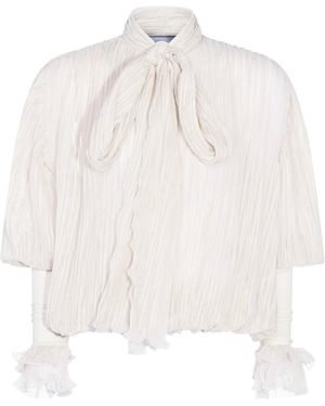 Blumarine Weiße Seidenchiffonbluse
