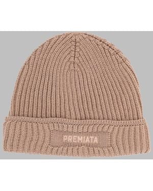 Premiata Ribbed Knit Beanie - Brown