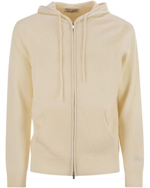 Mc2 Saint Barth Wool Cardigan With Zip - Natural