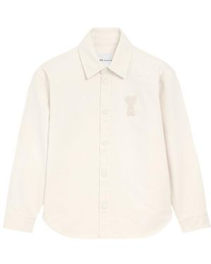 Ami Paris Surchemise Avec De Coeur En Crochet - Blanco