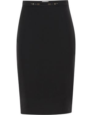 Elisabetta Franchi Midi Pencil Skirt With Logo Belt - Black