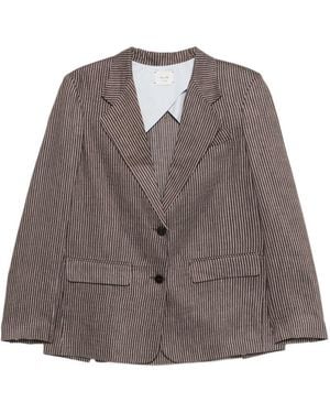 Alysi Single-Breasted Blazer Jacket - Brown