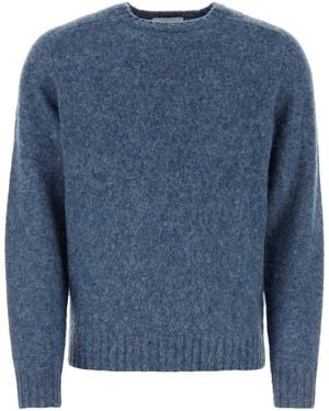 Harmony Melange Wool Shaggy Sweater - Blue