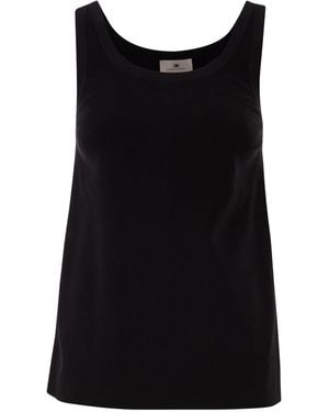 Elisabetta Franchi Shiny Viscose Stripe Sleeveless Knitted Top - Schwarz
