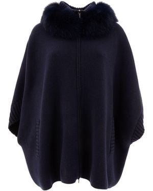 Giovi Wool And Cashmere Poncho Coats - Blue