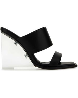 McQueen Leather Shard Mules - Black