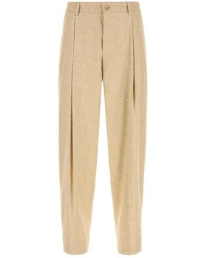 Dolce & Gabbana Tapered Pleated Trousers - Natural