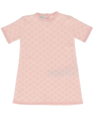 Gucci B S/S Dress Wool Jacquard - Pink