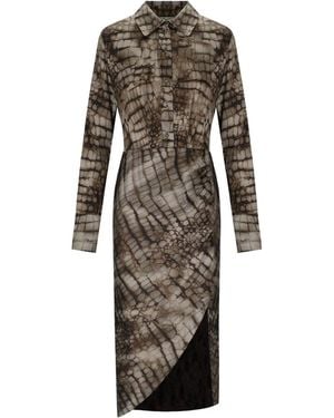 Elisabetta Franchi Alligator Print Dress - Brown