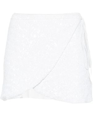 Oséree Falda Corta Con Lentejuelas - Blanco