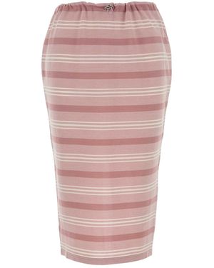 Prada Stripes None Skirt - Pink
