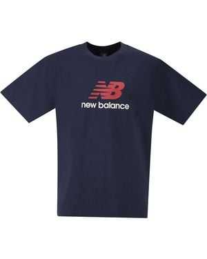 New Balance Baumwoll-T-Shirt mit Logo - Blau