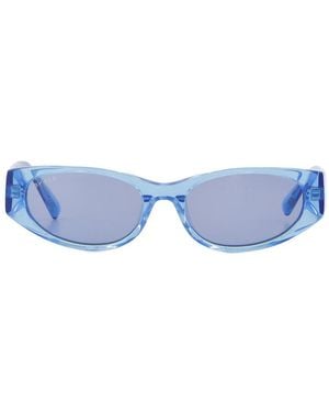 BY FAR Sonnenbrille Texas Matt bei weitem Silberton aus Metall - Blau