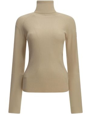 Moncler Logo Turtleneck Sweater - Natural
