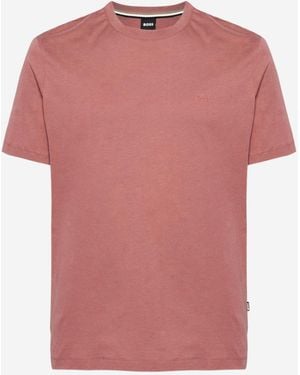 BOSS Cotton T Shirt With Logo - Pink