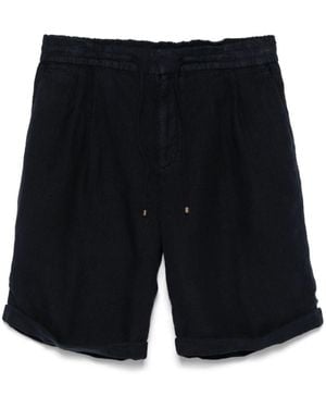 Brunello Cucinelli Blaue leinen gabardine shorts mit elastischem bund - Schwarz