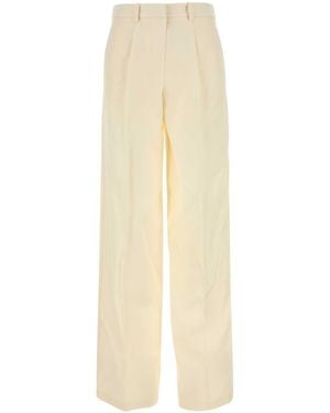 Magda Butrym Cream Wool Blend Wide-Leg Pant - White