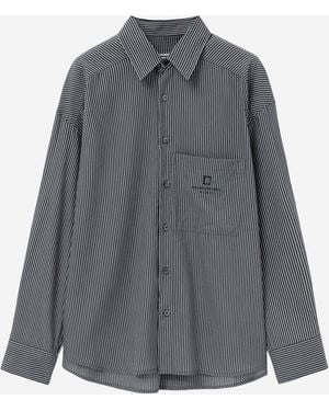 WOOYOUNGMI Cotton-Blend Striped Shirt - Grey