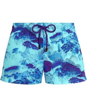 Vilebrequin Recycled Polyamide Swim Shorts With Marine Print - Blue