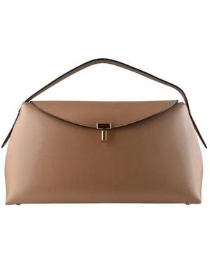 TOTEME T Lock Leather Top Handle Bag - Brown