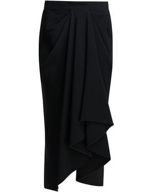 Givenchy Draped Crepe Cady Midi Skirt - Black