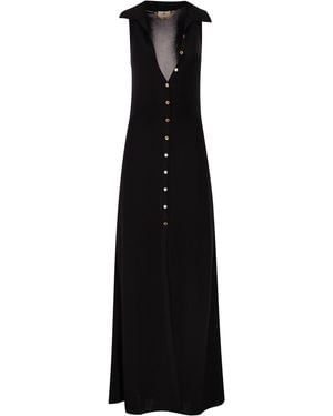 Elisabetta Franchi Viscose Knit Dress With Distinctive Chain Detail - Schwarz