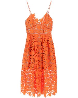 Self-Portrait AutOtRATA AZAELEA FLORAL MIDI Vestido - Naranja
