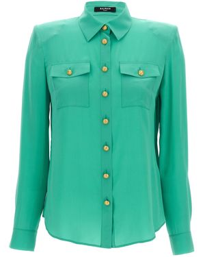 Balmain Logo Button Shirt - Grün