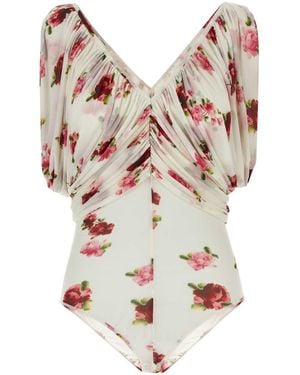 Magda Butrym Printed Jersey Bodysuit - Natural
