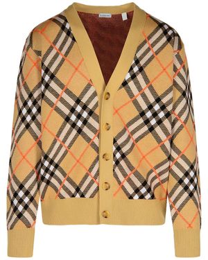 Burberry 'Check' Wool Cardigan - Neutro