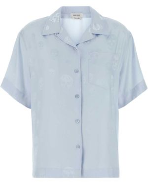 McQueen Pastel Light Satin Shirt - Blue