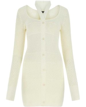 ANDREA ADAMO Ivory Stretch Viscose Blend Dress - White